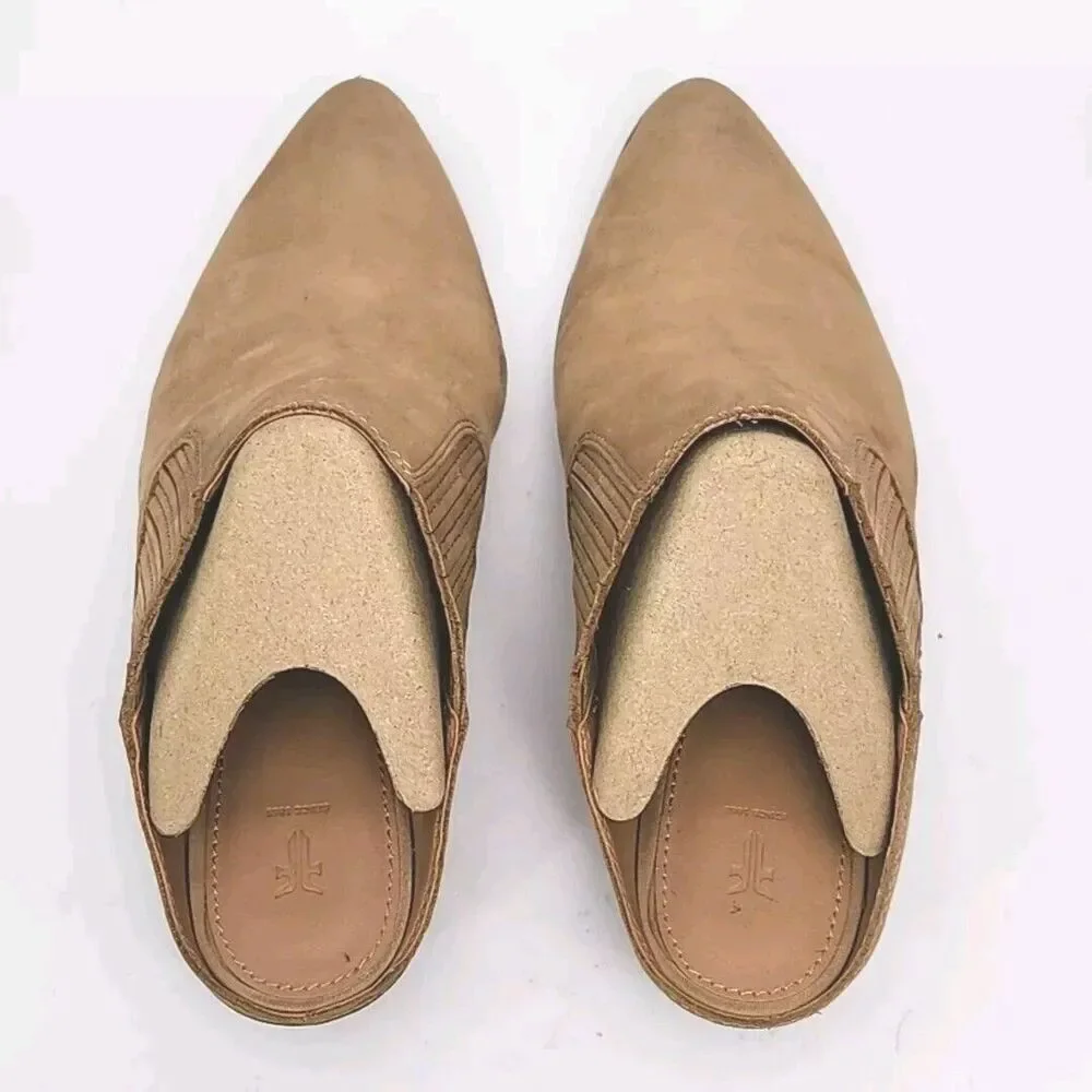 Frye Shoe Bootie Women 9.5 Brown Suede Leather Mule Slip On 2